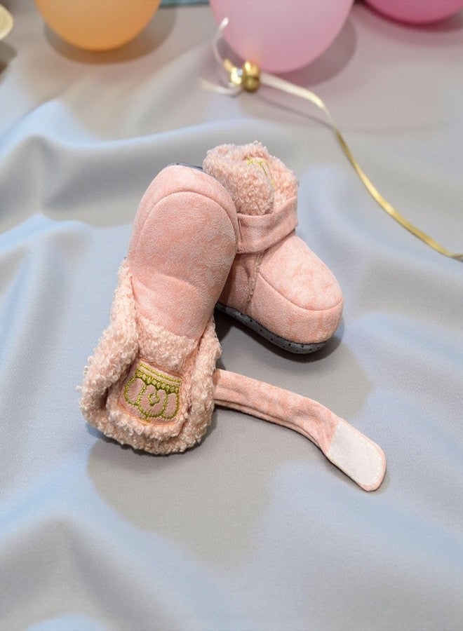 FAMWRAPZ Infant Baby Boots | Warm Fleece Lined Soft Sole Winter Booties | Non-Slip Cozy First Walker Shoes for Boys & Girls | Newborn Crib Toddler Outdoor Footwear (Baby Pink, 12-18 Months) - Image 4