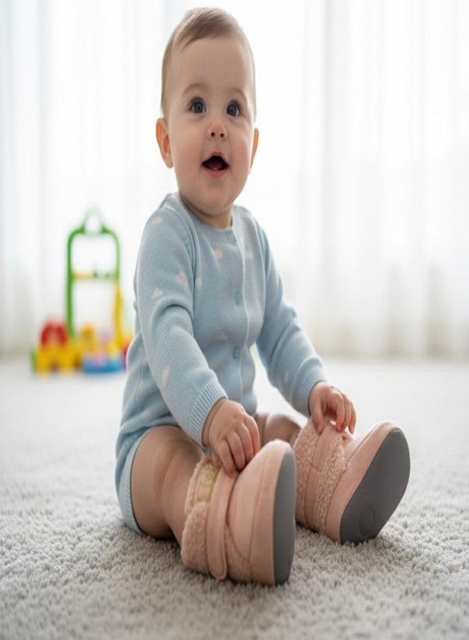 FAMWRAPZ Infant Baby Boots | Warm Fleece Lined Soft Sole Winter Booties | Non-Slip Cozy First Walker Shoes for Boys & Girls | Newborn Crib Toddler Outdoor Footwear (Baby Pink, 12-18 Months) - Image 2
