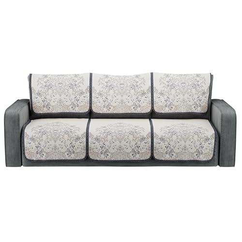 Kuber Industries Net Cotton Sofa Covers 3 Seater | Sofa Protector Cover for Living Room | Sofa Cloth Cover for Home Decor& Office | Soft Sofa Slipcovers | Paradise 1176 - Blue - Image 1