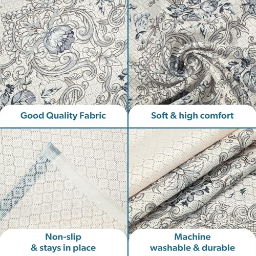 Kuber Industries Net Cotton Sofa Covers 3 Seater | Sofa Protector Cover for Living Room | Sofa Cloth Cover for Home Decor& Office | Soft Sofa Slipcovers | Paradise 1176 - Blue - Image 4