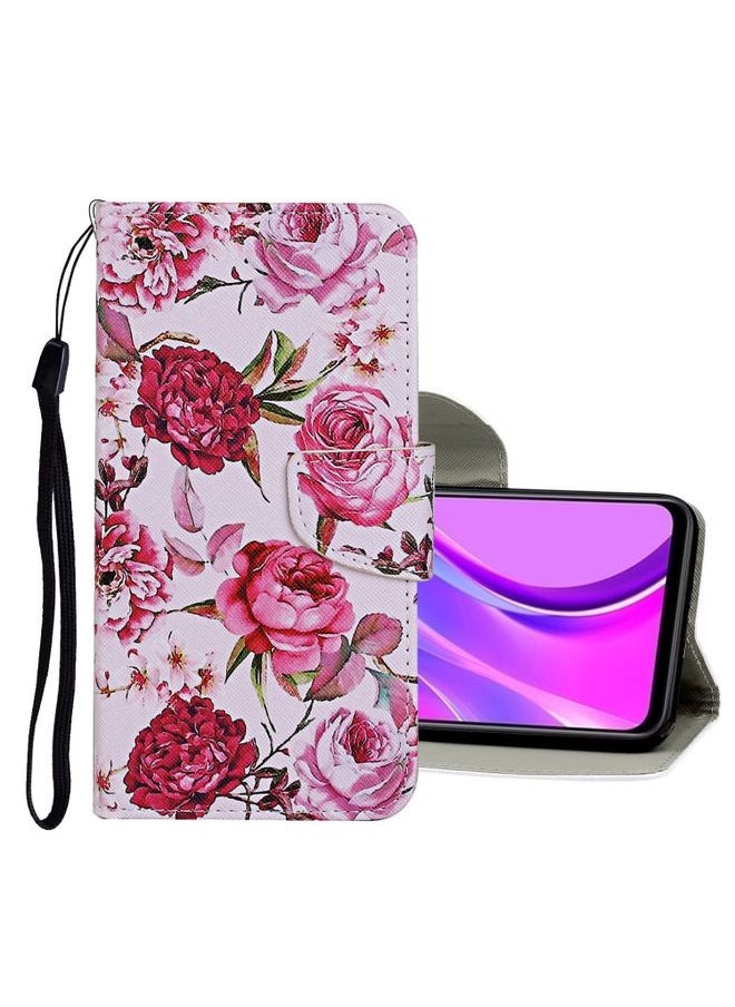 HuHa Case Cover For Xiaomi Redmi 9C Colored Drawing Pattern Horizontal Flip Leather Case with Holder & Card Slots & Wallet Rose 