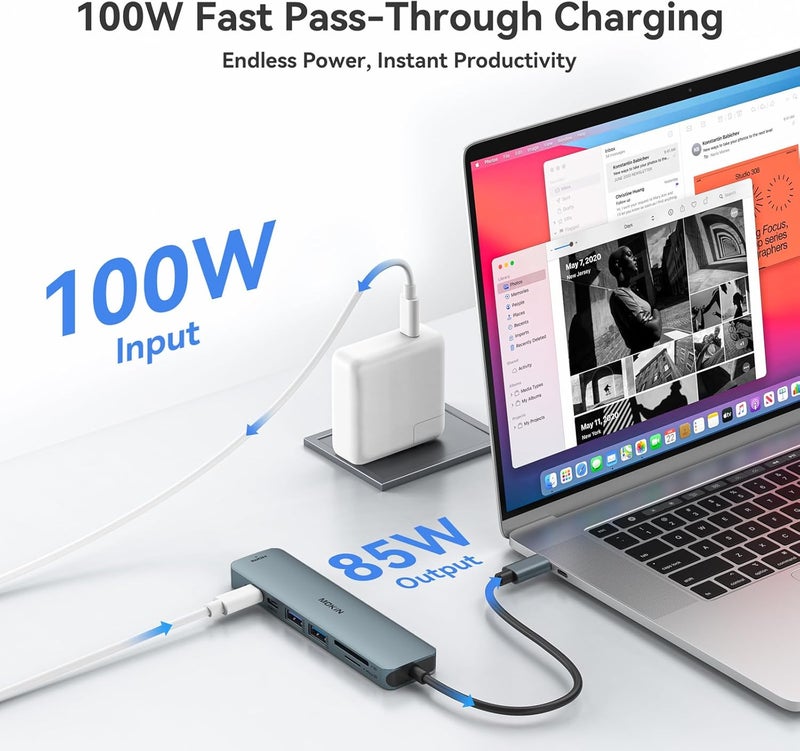 Mokin USB C Hub HDMI Adapter for MacBook Pro/Air, 7 in 1 USB C Dongle with HDMI, SD/TF Card Reader, USB C Data Port,100W PD, and 2 USB 3.0 Compatible for MacBook Pro/Air, Dell XPS, Lenovo Thinkpad. - Image 4