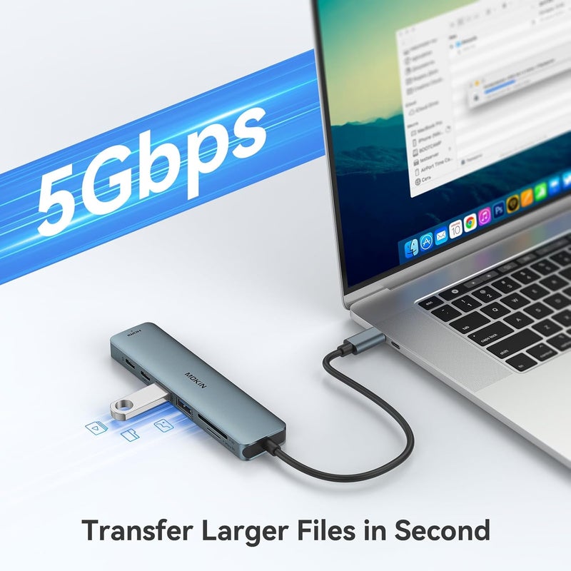 Mokin USB C Hub HDMI Adapter for MacBook Pro/Air, 7 in 1 USB C Dongle with HDMI, SD/TF Card Reader, USB C Data Port,100W PD, and 2 USB 3.0 Compatible for MacBook Pro/Air, Dell XPS, Lenovo Thinkpad. - Image 5