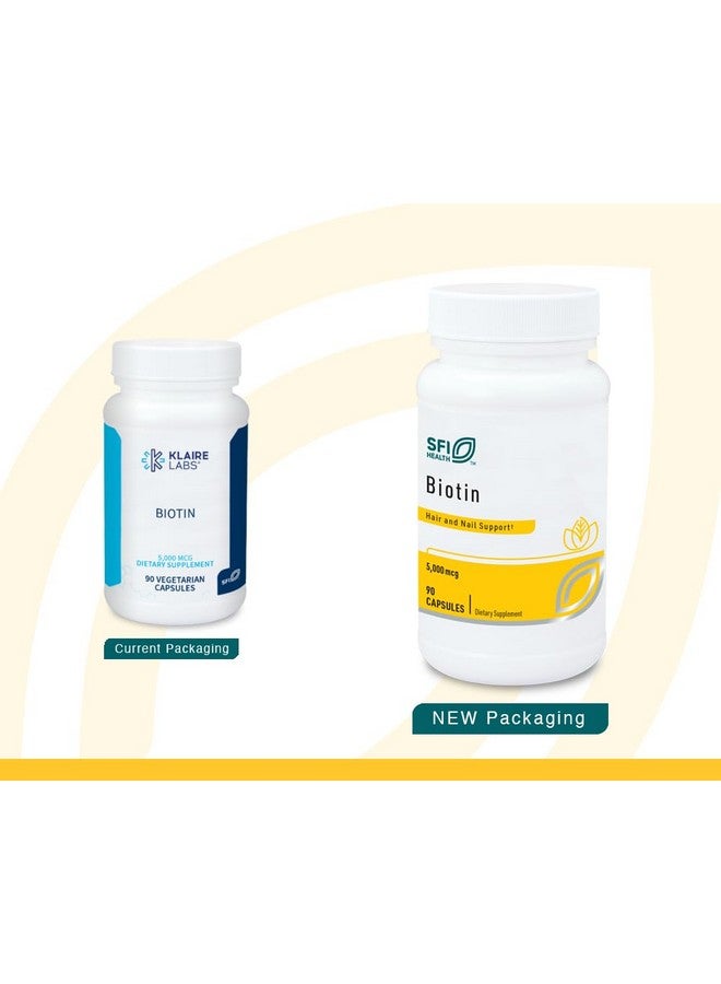 مختبرات كلاير Klaire Labs Biotin 5000mcg - مكمل بيوتين عالي الفعالية - فيتامين يشارك في تغذية البشرة والشعر - حبوب بيوتين صغيرة الحجم وسهلة البلع ومضادة للحساسية وخالية من الذرة (90 كبسولة) - Image 2