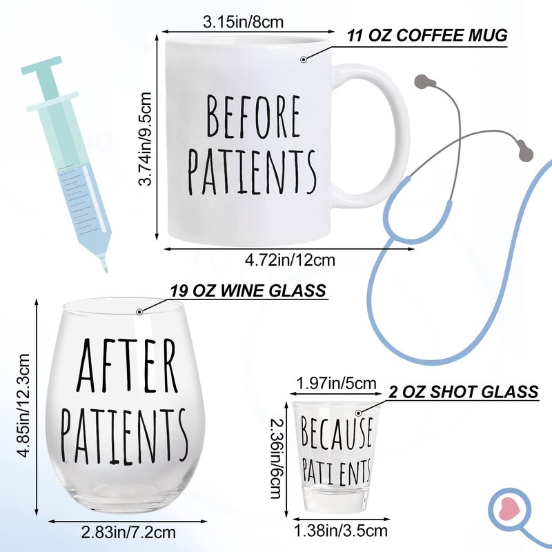 Frerdui Before Patients After Patients Gifts Set - 11oz Coffee Mug and 19oz Wine Glass Set Gift Idea for Dentists, Doctors, Hygienists, Assistants, Physician, Nurse Gift for women - Image 2