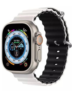 Ocean Silicone Rubber Watch Band Strap for Apple Watch Ultra 49mm/45mm/44mm/42mm Ocean Dual Colored White/ Black