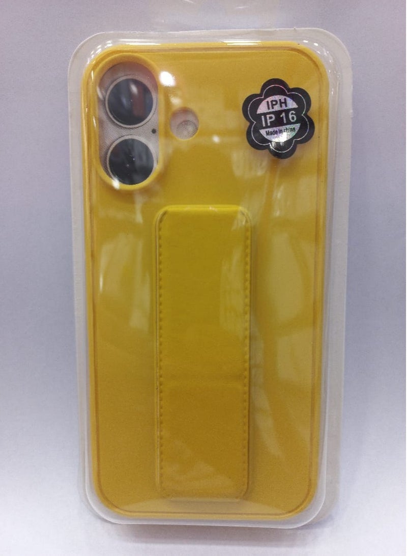 MIGOFAST IPhone 16 Case Magnetic Stand Cover with Kickstand Finger Grip holder Phone Car Magnetic Multi-function Shockproof Protective Case Two-in-one Yellow - Image 1