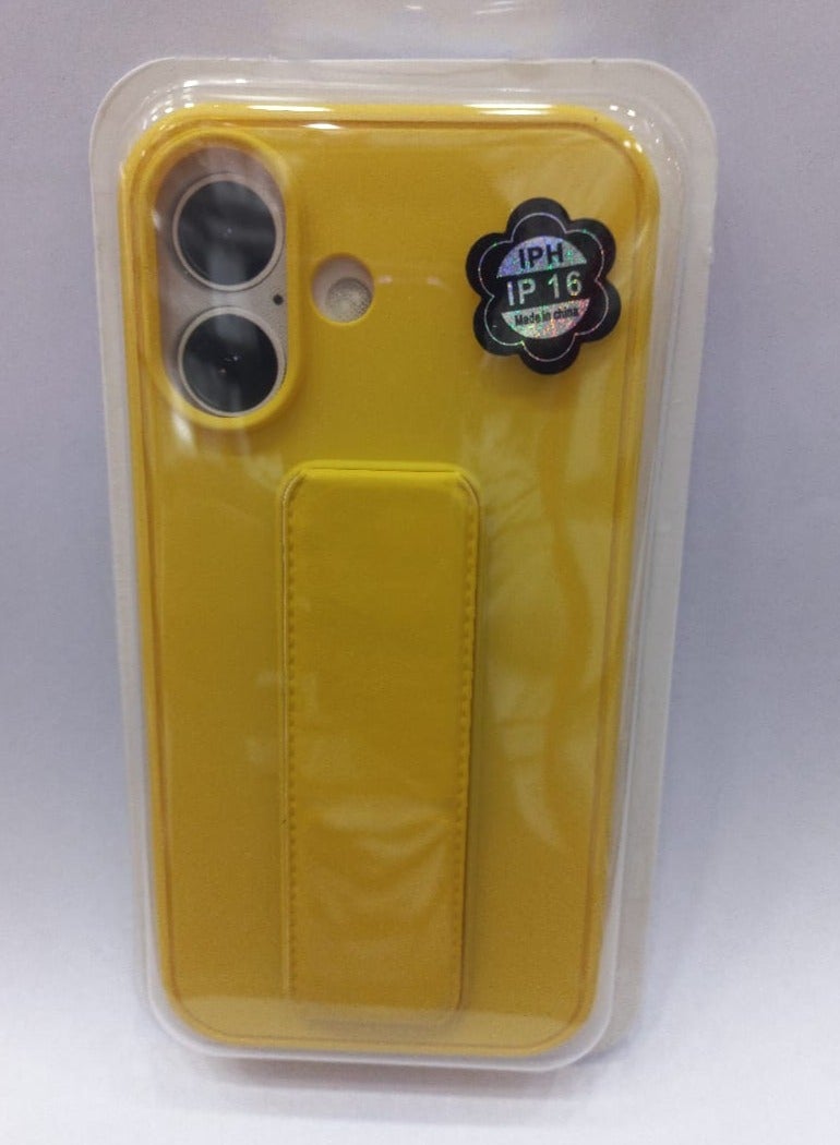 MIGOFAST IPhone 16 Case Magnetic Stand Cover with Kickstand Finger Grip holder Phone Car Magnetic Multi-function Shockproof Protective Case Two-in-one Yellow - Image 2