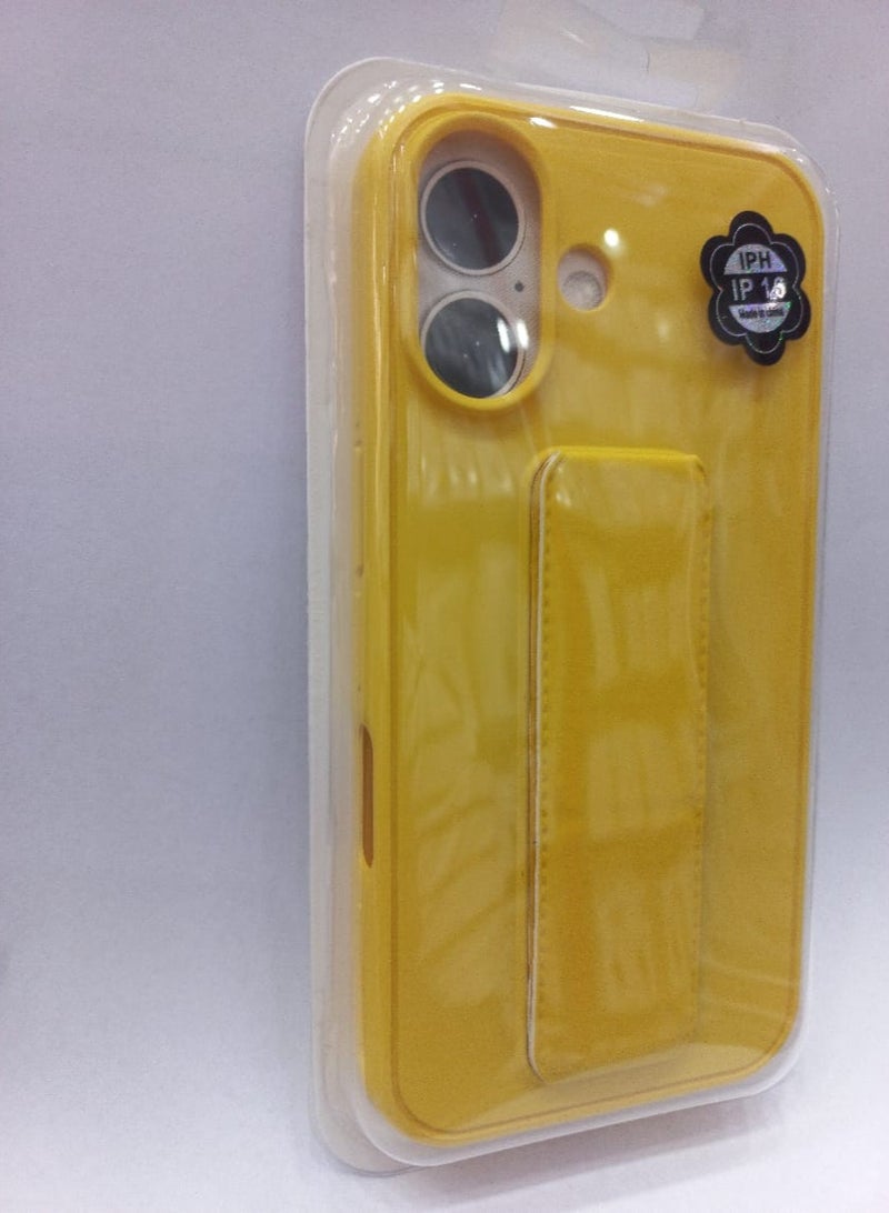 MIGOFAST IPhone 16 Case Magnetic Stand Cover with Kickstand Finger Grip holder Phone Car Magnetic Multi-function Shockproof Protective Case Two-in-one Yellow - Image 3