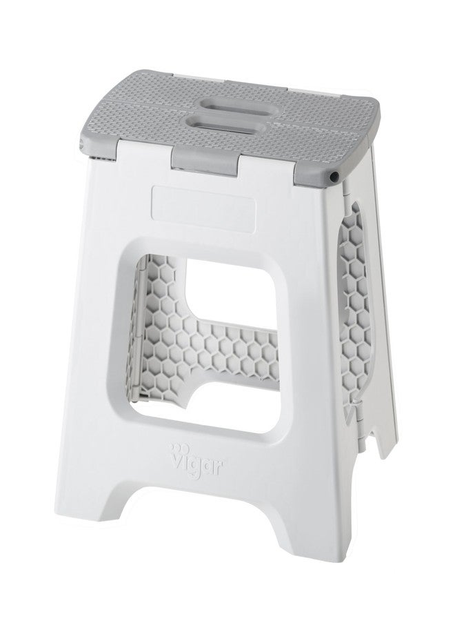 Vigar Compact Step Stool Foldable, 12-1/2-inch Step Stools for Adults up to 330 Pound, Lightweight Stool, Non-Slip Folding Step Stool, Gray - Image 1
