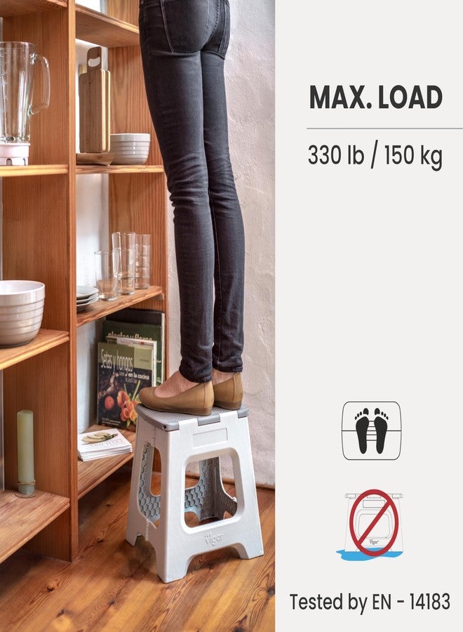 Vigar Compact Step Stool Foldable, 12-1/2-inch Step Stools for Adults up to 330 Pound, Lightweight Stool, Non-Slip Folding Step Stool, Gray - Image 5