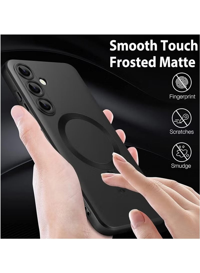 X-level Magnetic Case for Samsung Galaxy A56 for Women Men , Matte Luxury Metallic Luster Flexible TPU Shockproof Case with Screen Protector - Black - Image 4