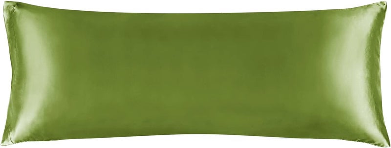 Satin Body Pillow Cover, Super Soft and Cooling Body Pillow Pillowcase for Hair and Skin, Breathable Silky Full Long Pillowcase Cover(20"x54", Cedar Green) - Image 1