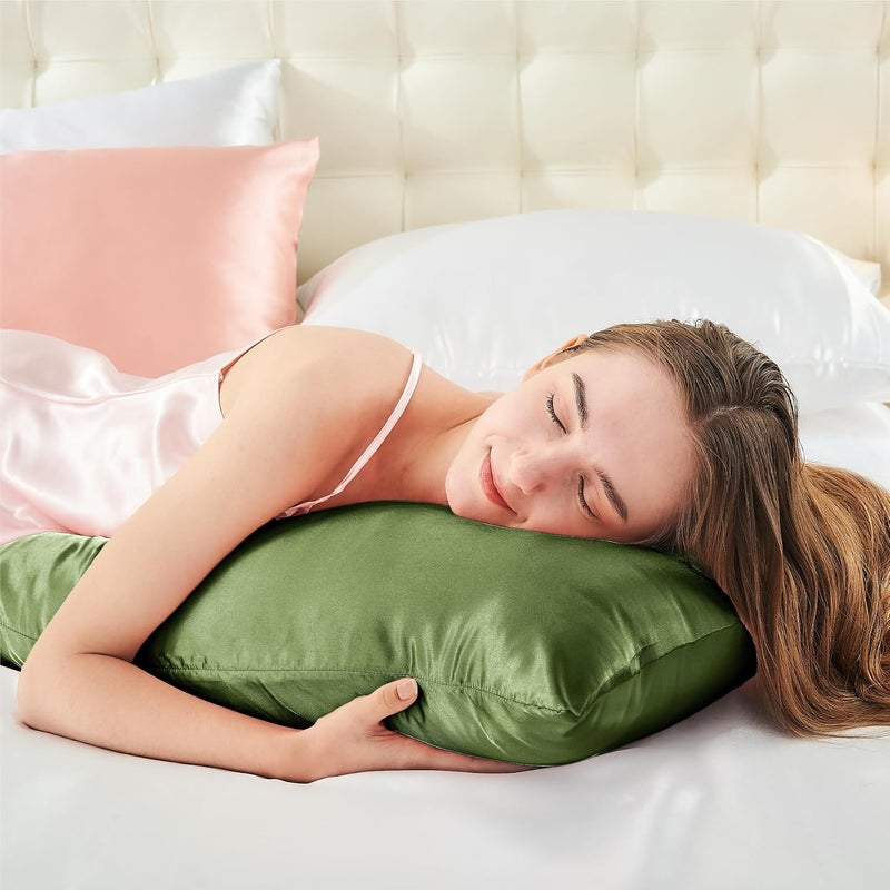 Satin Body Pillow Cover, Super Soft and Cooling Body Pillow Pillowcase for Hair and Skin, Breathable Silky Full Long Pillowcase Cover(20"x54", Cedar Green) - Image 5