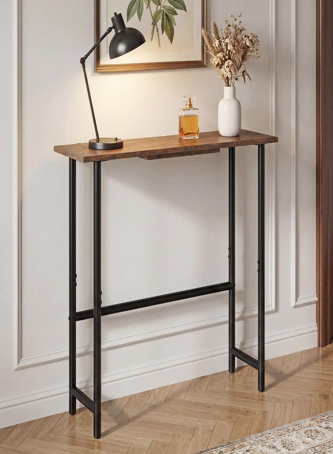 Manora 31.5" Narrow Console Table, Slim Entryway Table, Tall Thin Side Table for Couch, Small Sofa Side Display Table for Hall, Hallway, Bedroom, Living Room, Foyer, Rustic Brown and Black - Image 2