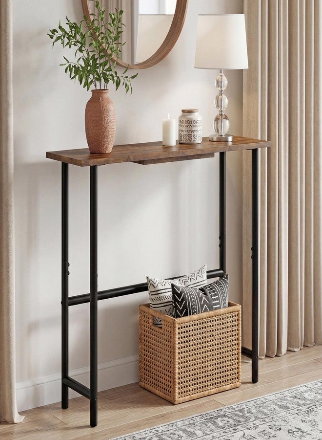 Manora 31.5" Narrow Console Table, Slim Entryway Table, Tall Thin Side Table for Couch, Small Sofa Side Display Table for Hall, Hallway, Bedroom, Living Room, Foyer, Rustic Brown and Black - Image 1