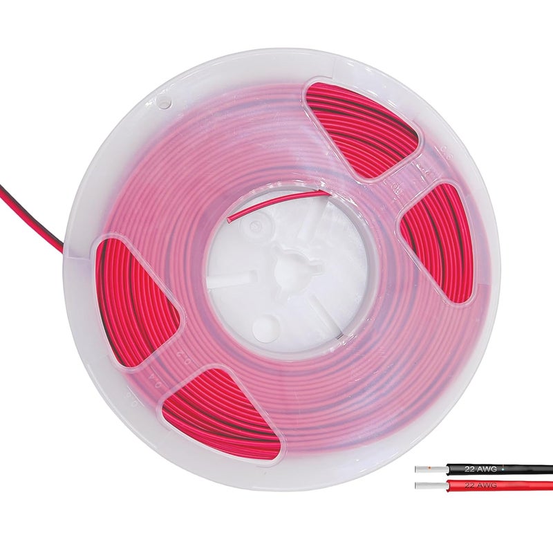 20M/65.6FT 22AWG Electrical Wire,2 Pin Black Red Wire Cable,Extension Wire Cable (22AWG, 20M) - Image 1