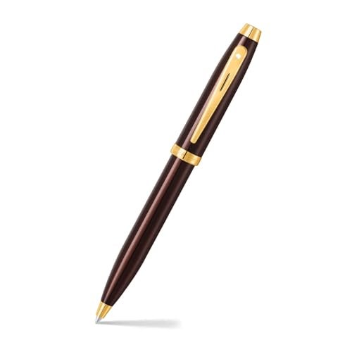 Sheaffer Gift 100 9370 Ballpoint Pen Glossy Coffee Brown with PVD Gold Tone Trim | Coffee Brown Ball Pen | Premium Pen Gift Set - Image 1