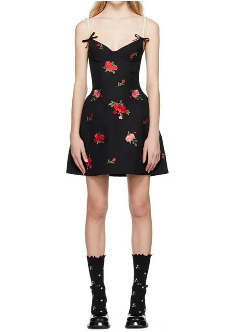 Madam Uniq Vintage-Inspired Luxurious Rose Print Slip Dress