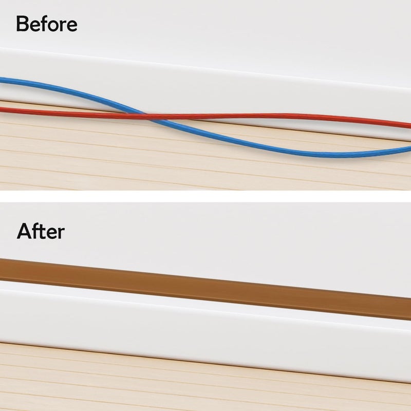 RUBBER BOND TV Cord Hider â€“ Flexible Wall Cord Cover Low Profile Silicone Cable Raceway Self Adhesive Cut to Size Design for Hiding Wires on Wall Clean Home Setup Cable Concealment, Brown, 10 Feet - Image 4