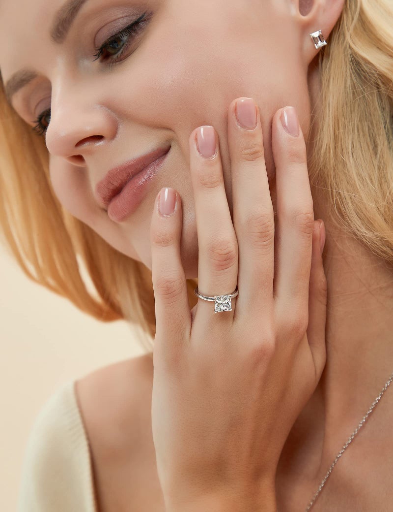 EAMTI 2CT 925 Sterling Silver Engagement Rings Princess Cut Cubic Zirconia CZ Wedding Promise Rings for Her Stunning Wedding Bands for Women Size 6 - Image 3