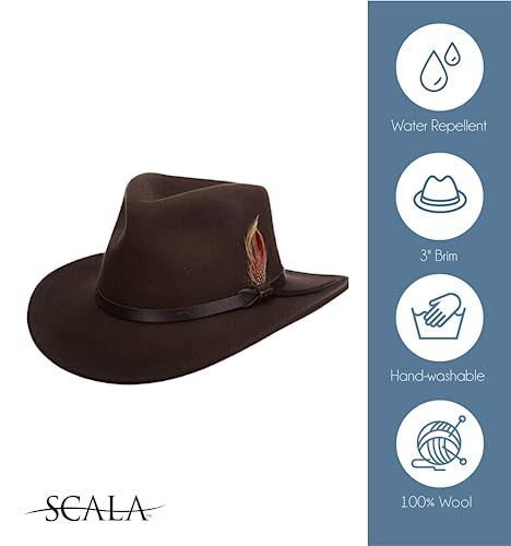 SCALA Men's Crushable Felt Outback, Pecan, Small - Image 4