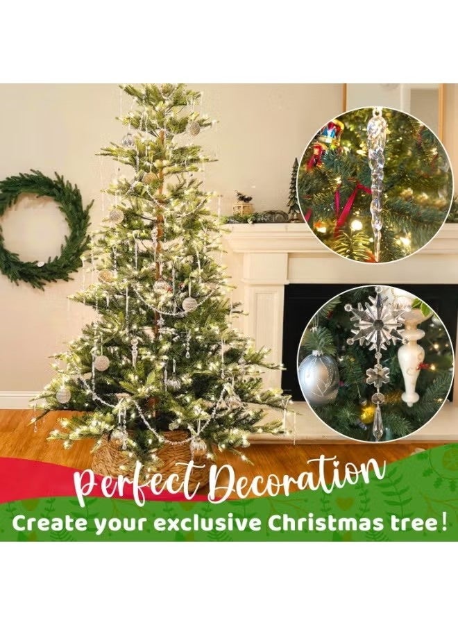 OMEVE 20 Pcs Christmas Tree Decoration Crystal Ornaments, Hanging Acrylic Snowflake Icicle Ornaments with Drop Pendants for Winter Wonderland Chandelier Crystals Decorations Supplies - Image 4