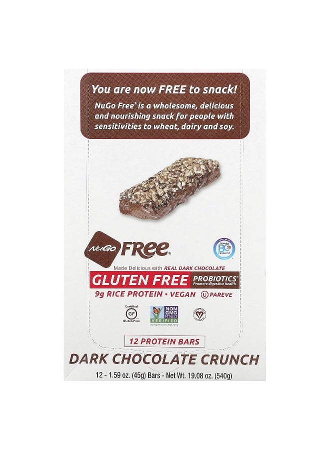 NuGo Nutrition NuGo Nutrition, Gluten Free Protein Bar, Dark Chocolate Crunch, 12 Bars, 1.59 oz (45 g) Each - Image 1
