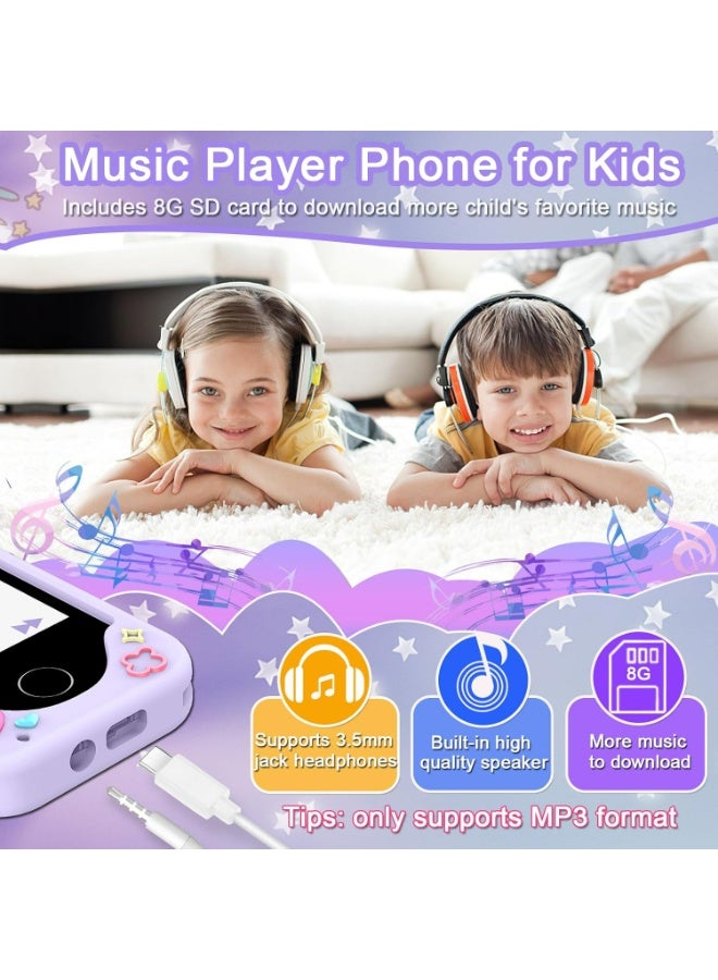 أوزيغالور لعبة هاتف ذكي للأطفال للبنين والبنات، هاتف تعليمي بشاشة لمس مقاس 2.8 بوصة مزود بكاميرا مزدوجة ومشغل موسيقى وبطاقة ذاكرة سعة 8 جيجابايت (لون أرجواني) - Image 5