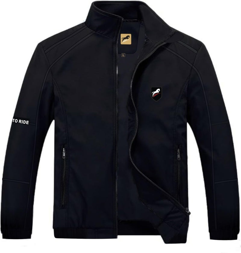 JUST RIDER men jackets || bomber jacket for men || Polyester Standard Length Riding Jacket || Biker Lightweight Outwear Sportswear Bomber Jacket (J4-6) (IN, Alpha, L, Regular, Black) - Image 3