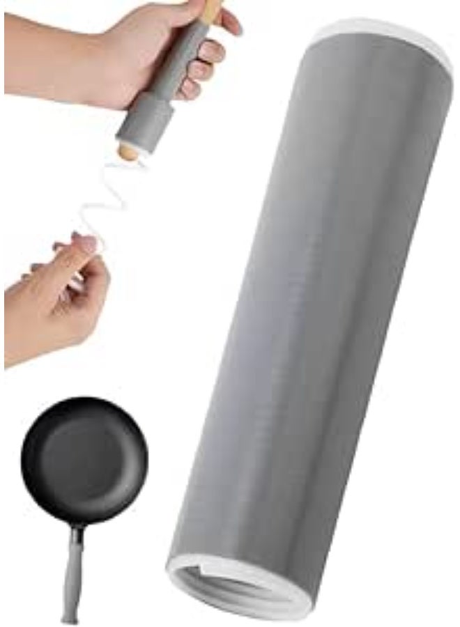 غطاء مقبض مقلاة سيليكون مقاوم للحرارة، مانع للانزلاق، مناسب لمعظم المقابض، مرن وناعم – رمادي - Image 1