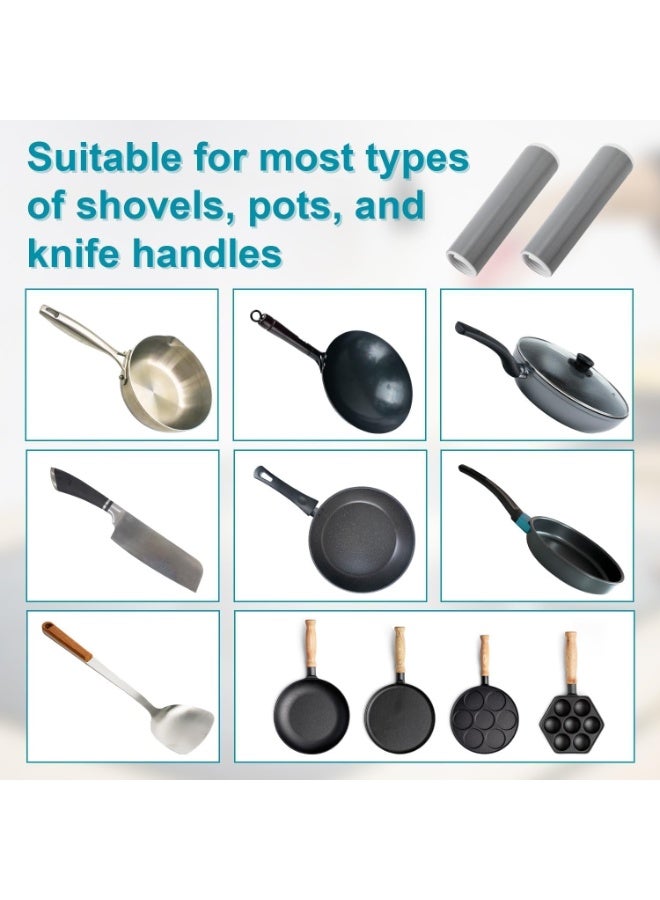 غطاء مقبض مقلاة سيليكون مقاوم للحرارة، مانع للانزلاق، مناسب لمعظم المقابض، مرن وناعم – رمادي - Image 2