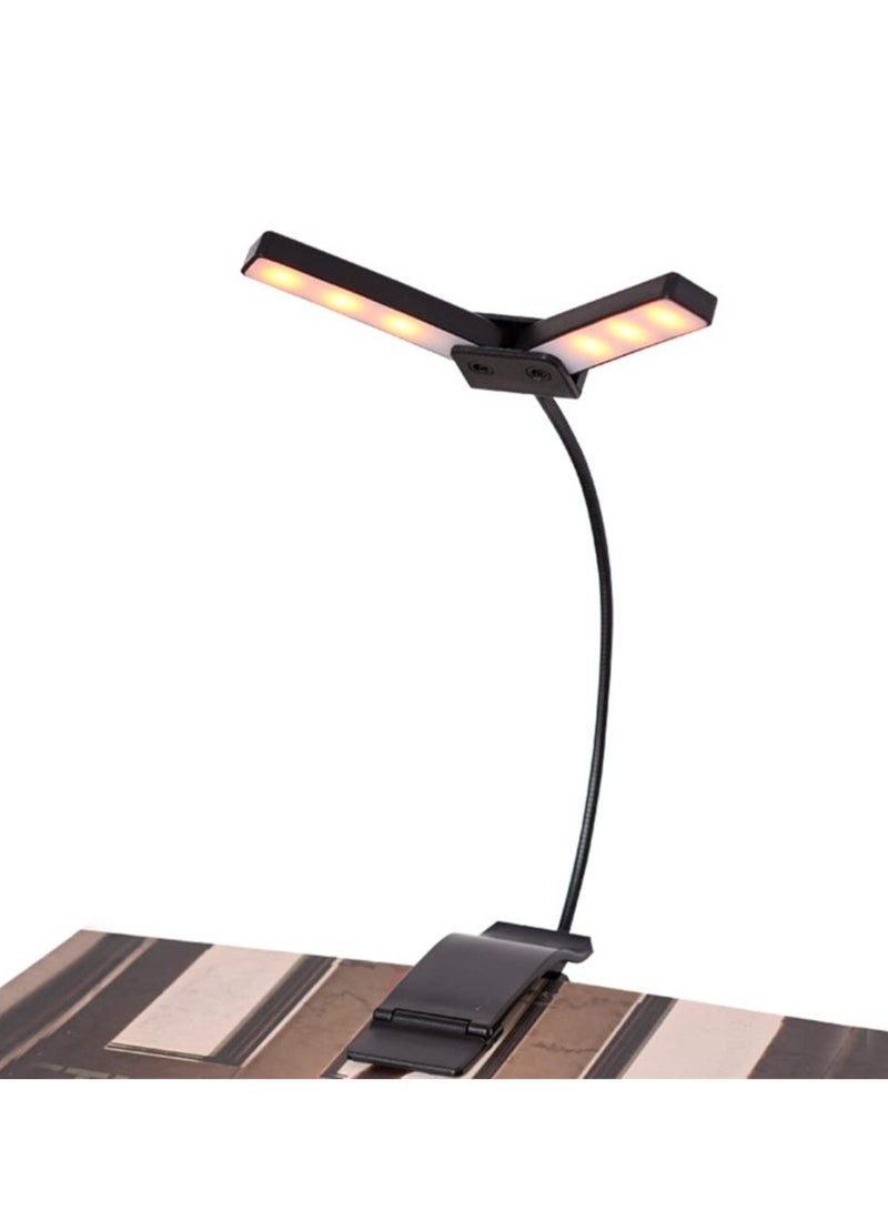 SYOSI Music Stand Light, Dual Heads Rechargeable Clip-On Orchestra Lamp for Piano, Lightweight Eye Care Book Light for Readers & Kids with Foldable Head - Image 1
