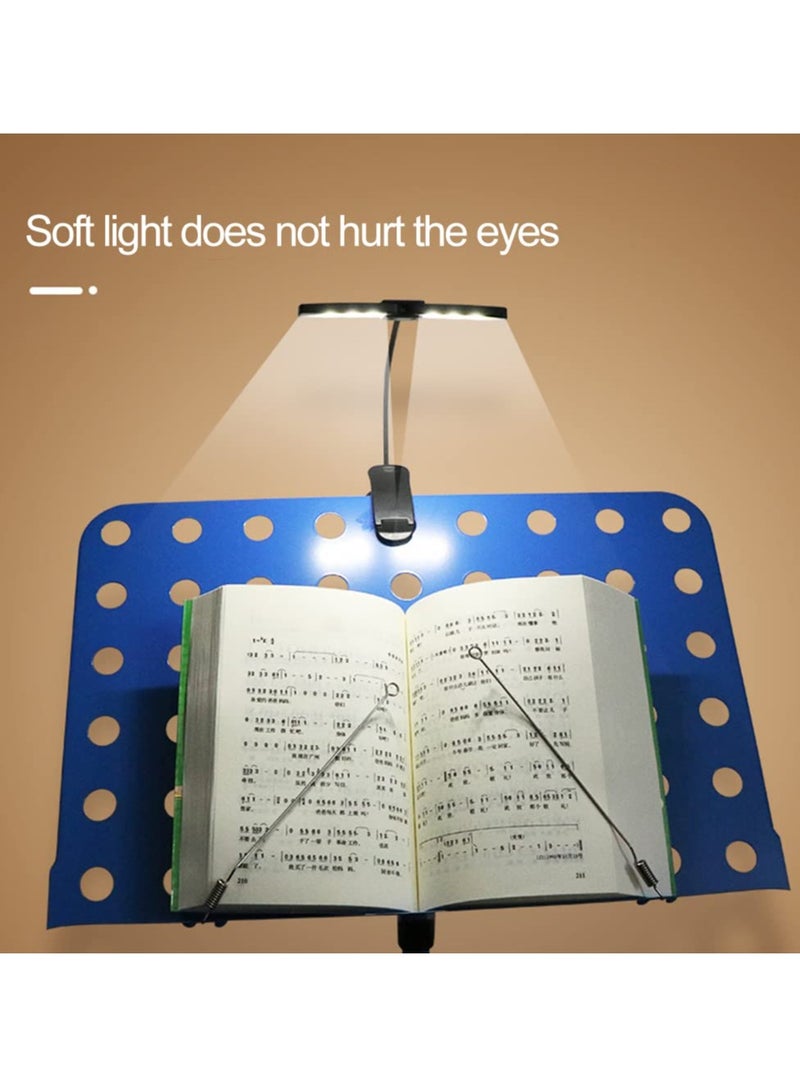 SYOSI Music Stand Light, Dual Heads Rechargeable Clip-On Orchestra Lamp for Piano, Lightweight Eye Care Book Light for Readers & Kids with Foldable Head - Image 2