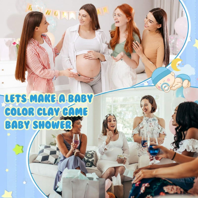 Blosssound Funny Baby Shower Games Decorations Let's Make a Baby Playdough Game Sign Set 24 Play Doughs 24 Pencils Shower Gender Reveal Game Activities Adults Boys Girls(Black and White Babysuit) - Image 5