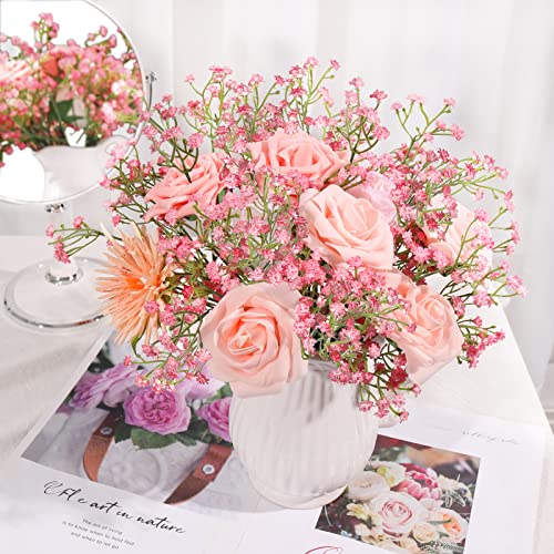 DEEMEI 15 PCS Babys Breath Artificial Flowers Fake Babys Breath Flowers Artificial Bulk Pink Gypsophila Bouquets Real Touch Faux Flowers for Wedding Floral Arrangement Party Home Decoration - Image 2