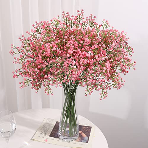 DEEMEI 15 PCS Babys Breath Artificial Flowers Fake Babys Breath Flowers Artificial Bulk Pink Gypsophila Bouquets Real Touch Faux Flowers for Wedding Floral Arrangement Party Home Decoration - Image 3