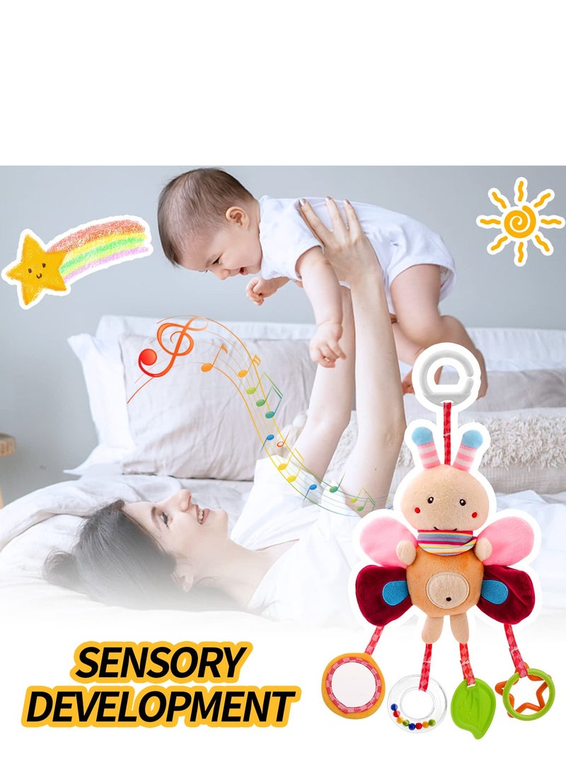 Pram Toys, Clip On Car Seat Toys Toddler Stroller Toys with Hanging Rattle, Sensory Toys for Baby Girls and Boys, Crib Travel Activity Plush Toys for Newborn 6-12 Months - Image 4