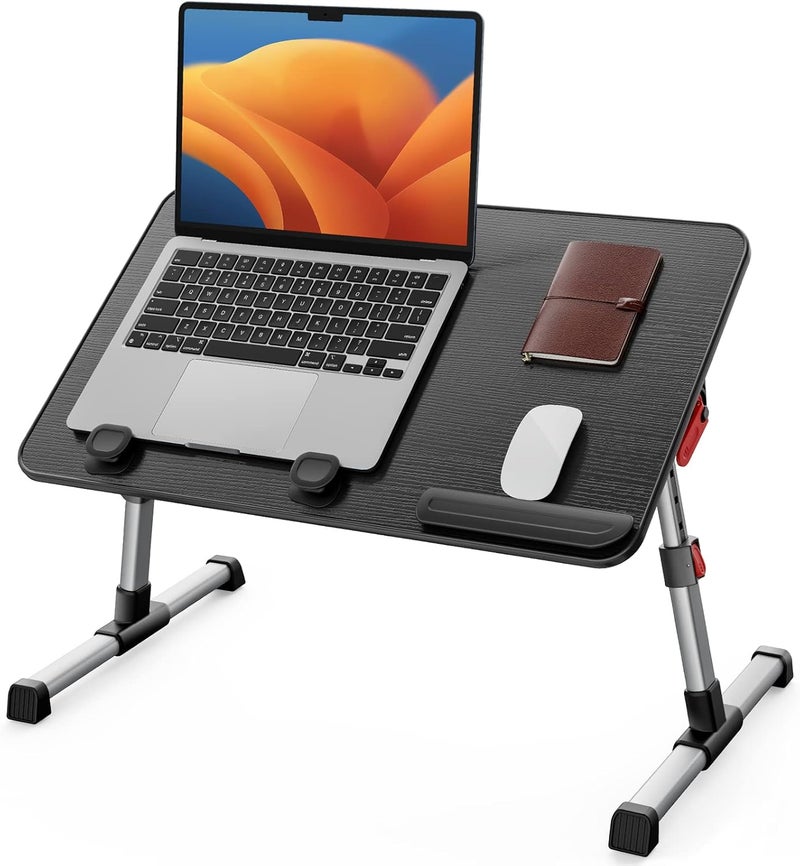 SAIJI [Large Size] Laptop Bed Tray Table, Adjustable Laptop Stand, Portable Lap Desks with Foldable Legs, Notebook Standing Breakfast Reading Desk for Sofa Couch Floor (Black) - Image 1