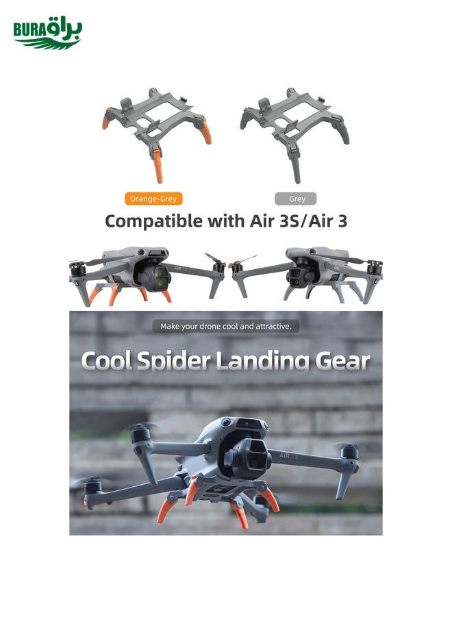BURAQ - For DJI Air 3S / 3 Sunnylife Landing Gear Extensions Heightened Spider Gears Support Leg (Orange) - Image 1