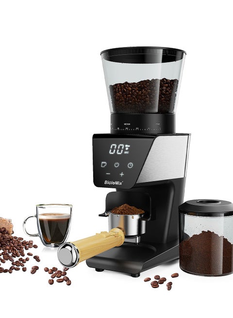12-Cups Electric Coffee Grinder with 30 Gears Precise Settin, 2-in-1 Stainless Steel Coffee Grinder, LCD Screen and Large Capacity for Turkish/Espresso/Mocha/Drip/Pour Over/French Press