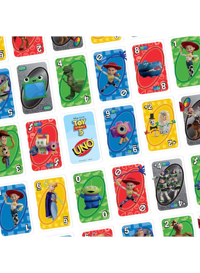 UNOW ​Mattel Games UNO Disney and Pixar Toy Story 5 Card Game with Movie-Inspired Deck for Kid & Family Nights, Parties, Travel & Camping - Image 4