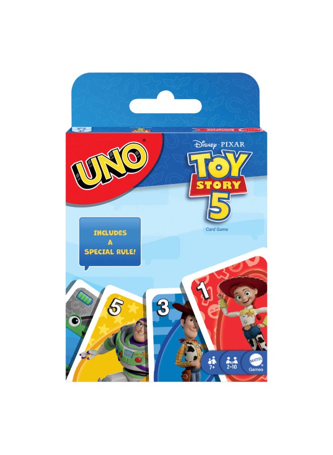 UNOW ​Mattel Games UNO Disney and Pixar Toy Story 5 Card Game with Movie-Inspired Deck for Kid & Family Nights, Parties, Travel & Camping - Image 1