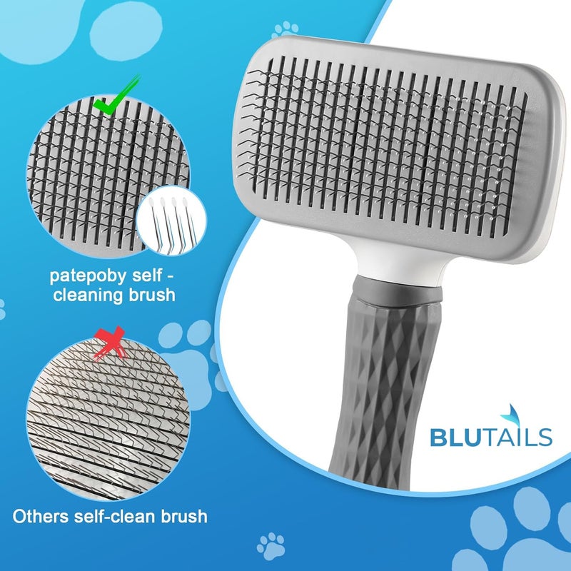BLUTAILS Slicker Premium Brush for Pets (LARGE) | Self Cleaning Brush For Grooming Dogs and Cats | Suitable for Any Fur Babies (Rectangle Shape) (Grey). - Image 5