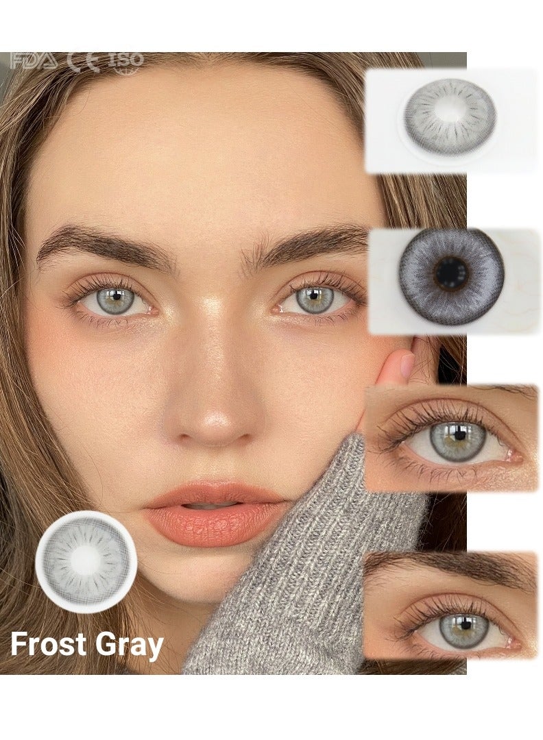 فروست جراي 14.50 مم عدسات لاصقة تجميلية ملونة سنوية للجنسين ، بدون تكبير