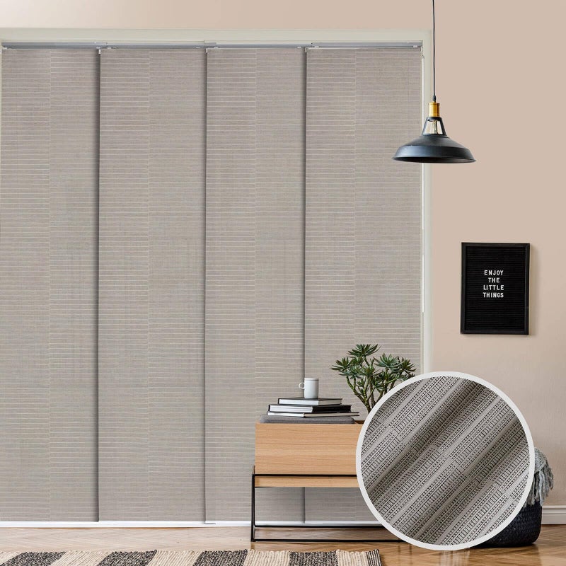GoDear Design GoDear Design Adjustable Sliding Vertical Panel Track Blinds 458 86 W x 96 H Extendable Patio Blinds for Sliding Doors and Large Windows Trimmable Natural Woven Shades SemiPrivacy Ivory Dawn 