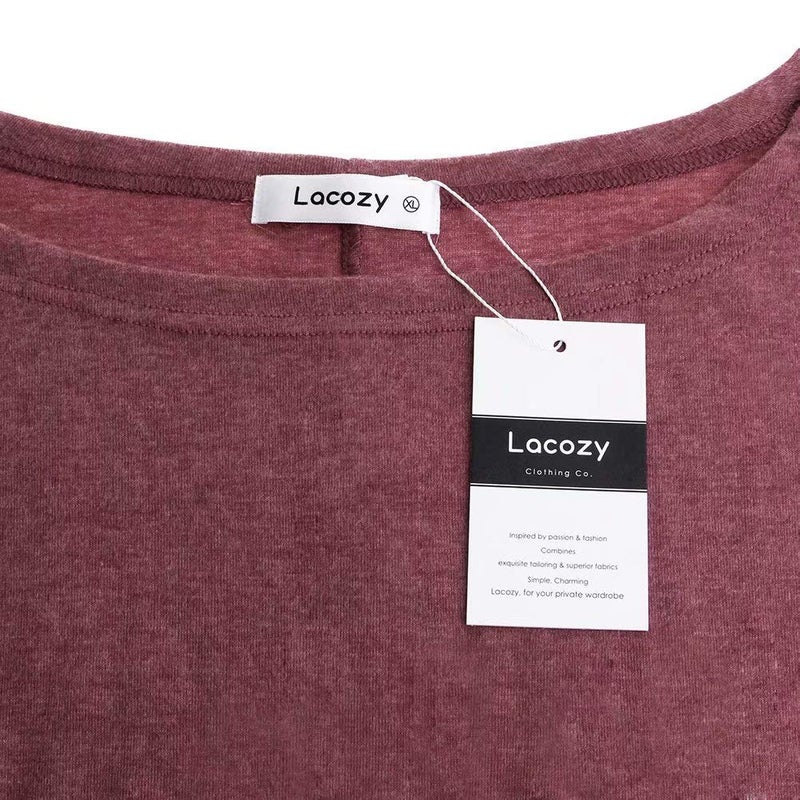 Lacozy Women's Off Shoulder Batwing Sleeve Loose Pullover Sweater Knit Jumper Burgundy M - Image 5