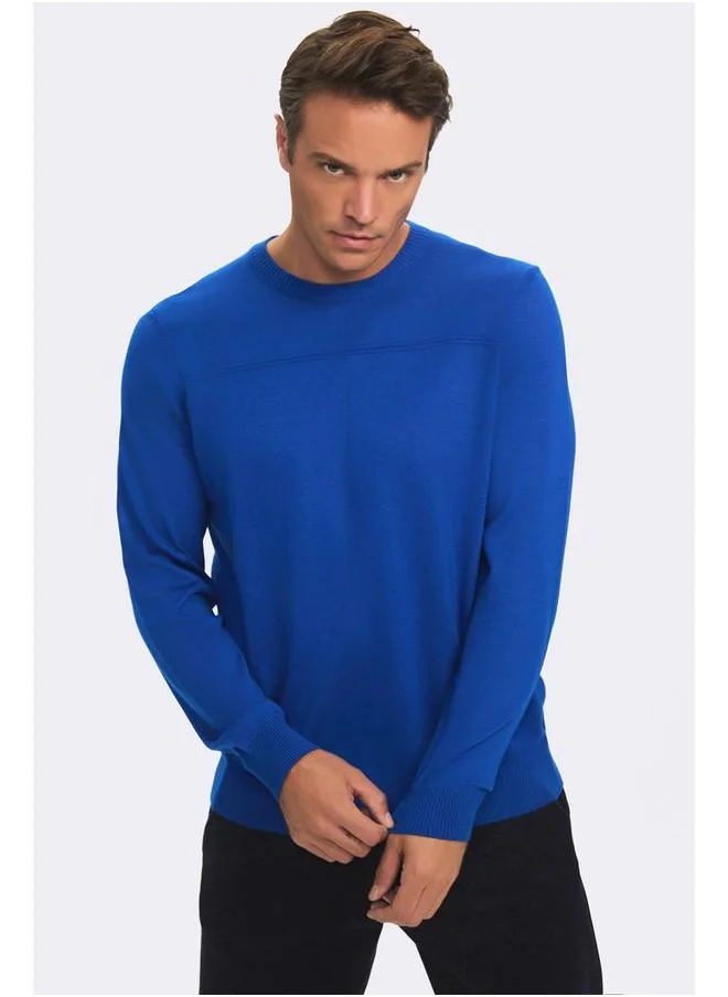 JUNE June Men Regular Fit Crew Neck Knitwear Sweater Dark Blue