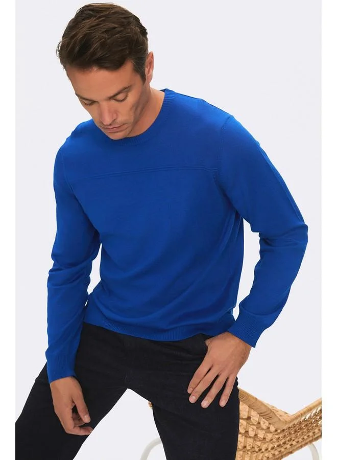 JUNE June Men Regular Fit Crew Neck Knitwear Sweater Dark Blue