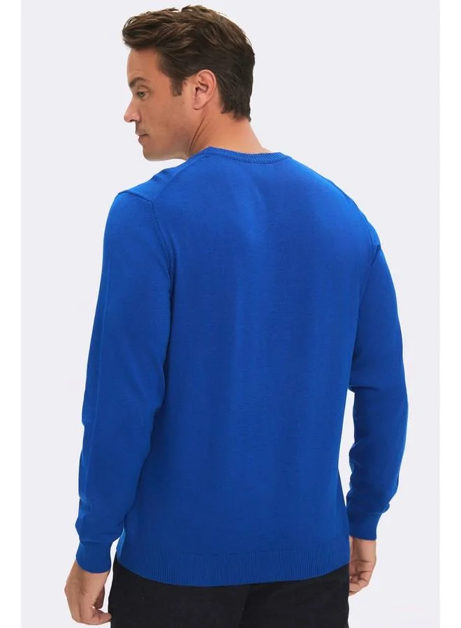 JUNE June Men Regular Fit Crew Neck Knitwear Sweater Dark Blue
